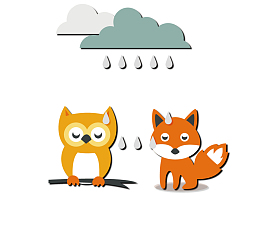 阴雨天树枝上小憩的猫头鹰