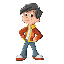 穿夹克的卡通男孩