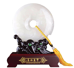 白玉平安扣白色有孔圆形玉石吉祥