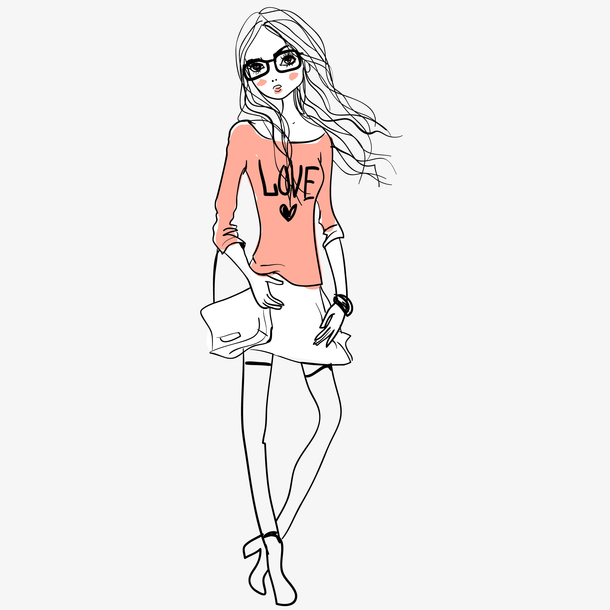 时尚女生卡通插画