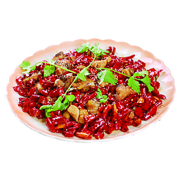产品实物特色麻辣鸡块