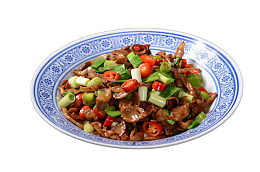 蓝色盘子美味泡椒鸡杂