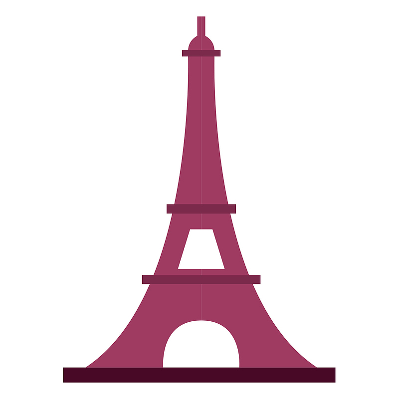 卡通法国巴黎铁塔建筑旅游景点