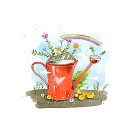 手绘浇花