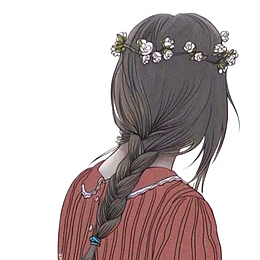 pngpng手绘女生背影pngpng长头发的女生pngpng手绘棕色麻花辫女孩背影