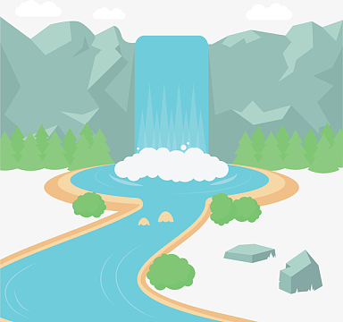 美丽小镇高山瀑布