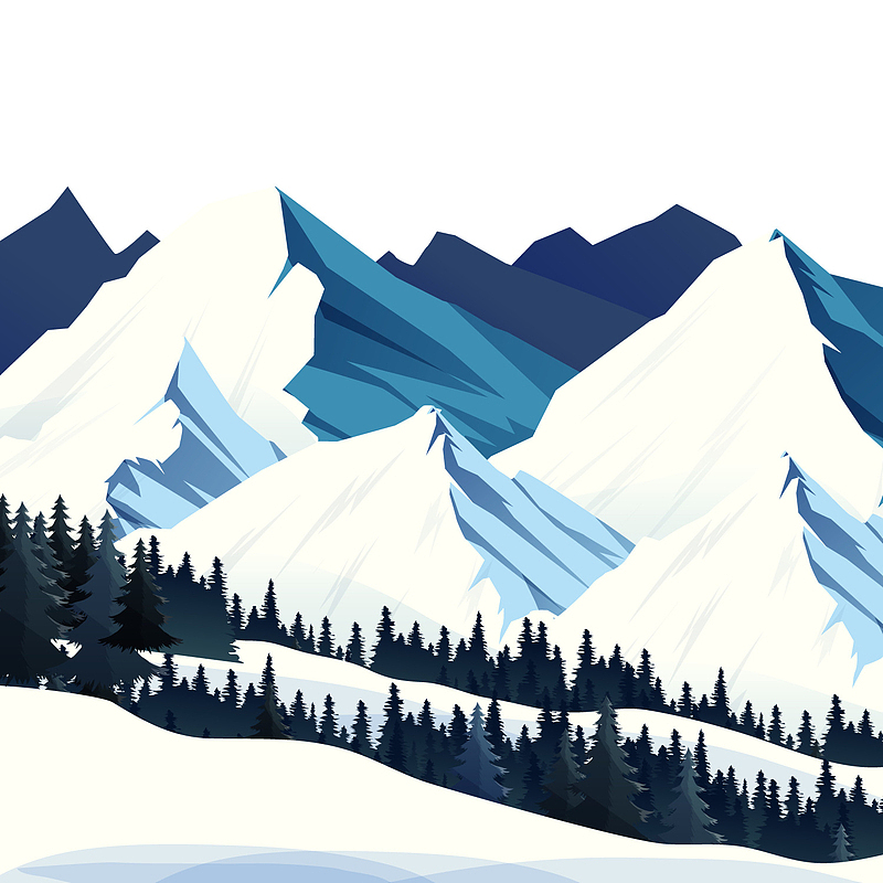 美丽冬季滑雪场风景矢量图
