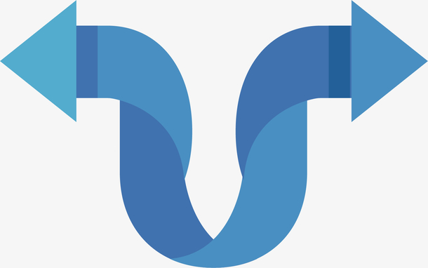 蓝色反向卡通箭头