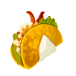 卡通手绘肉夹馍美食