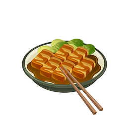 卡通一盘炸豆腐免抠图