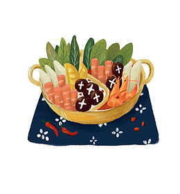 卡通火锅美食插画