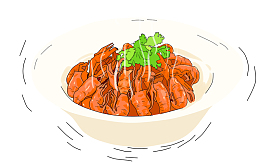 长沙旅游卡通手绘美食小龙虾
