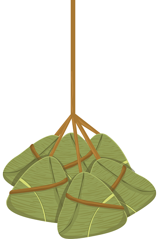 卡通手绘粽子叶装饰插画