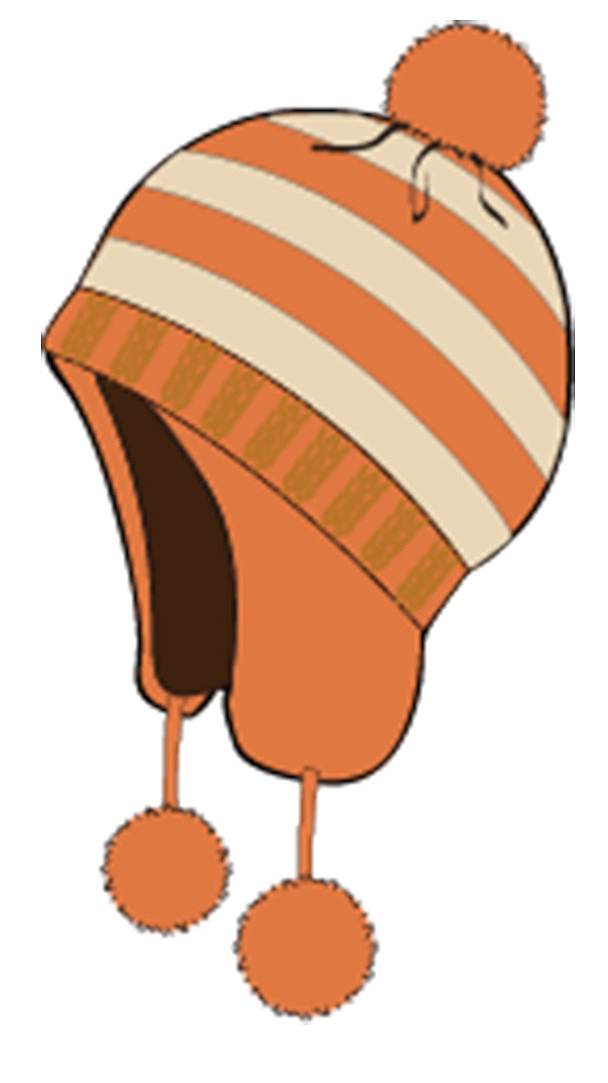 手绘橙色条纹加厚加棉冬季帽子