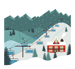 美丽的冬季滑雪中心