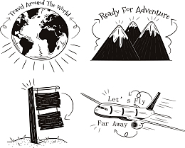 4款手绘旅行语元素