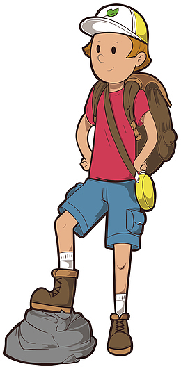 留学旅行度假中背包的小男孩人物