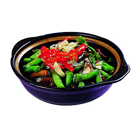 豆角烧茄子 煲仔饭 辣椒 大蒜