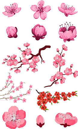 粉色桃花矢量素材