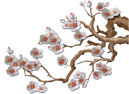 手绘半立体桃花桃树枝免扣