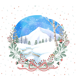 二十四节气小雪小清新海报元素设