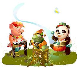 动物乐团矢量插画