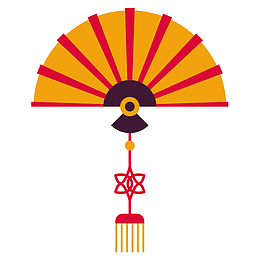 中国风古代黄色扇子