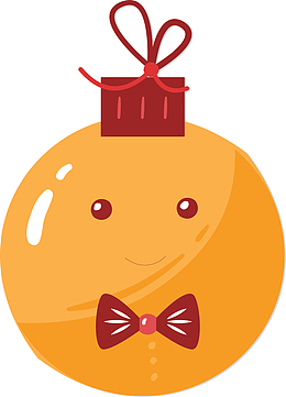 圣诞节黄色卡通圣诞球