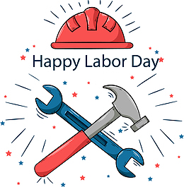 劳动节快乐红色安全帽