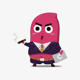 卡通可爱的瞪眼抽烟红薯先生形象