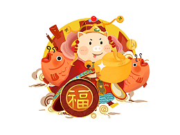 锦鱼福气猪卡通形象