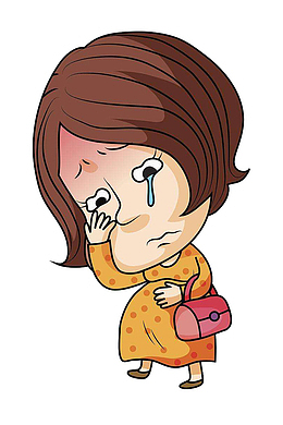 卡通风格孕妇形象沮丧伤心心情矢