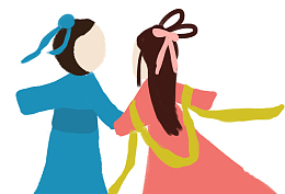 七夕情人节牛郎织女手绘插画背影
