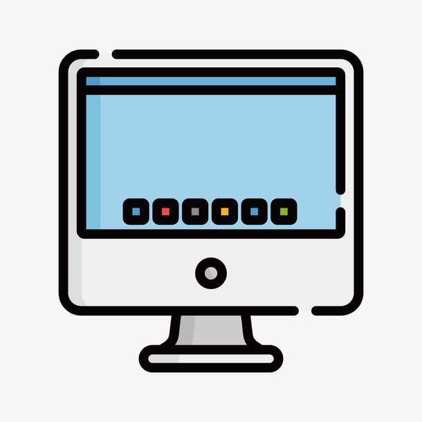 蓝色手绘科技电脑显示