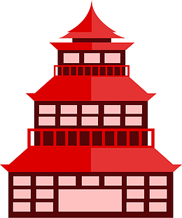 大红色三层矢量屋顶
