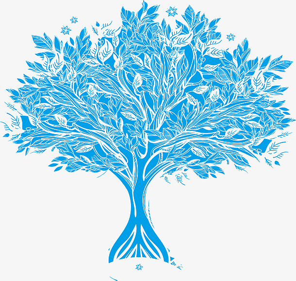 卡通手绘蓝色大树图片