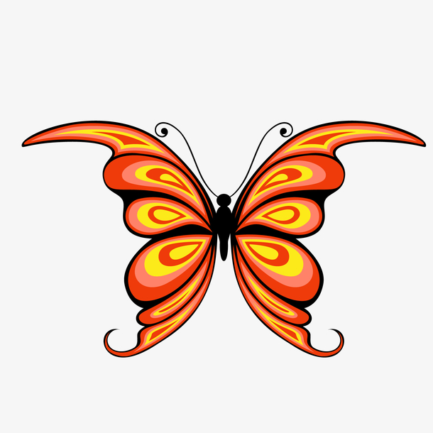 卡通橙色的蝴蝶设计素材免费下载_觅元素