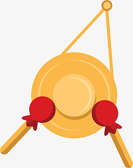 手绘卡通敲锣图案