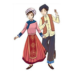 傣族男女卡通图案