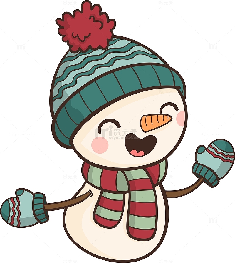可爱冬天围巾帽子雪人
