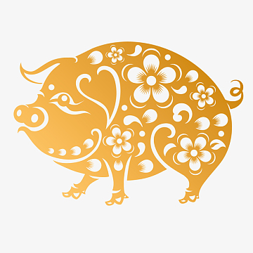 金色剪纸创意金猪元素