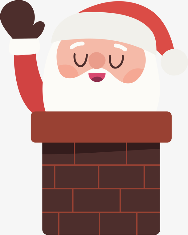 圣诞老人钻烟囱免抠素材