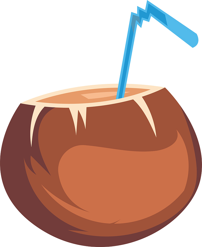 矢量图椰子汁褐色卡通