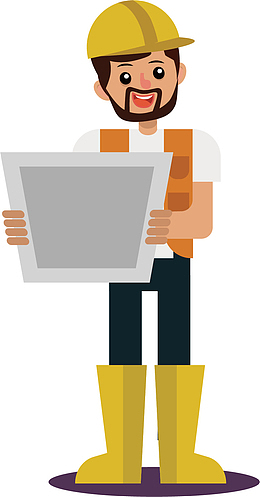 矢量图卡通微笑包工头