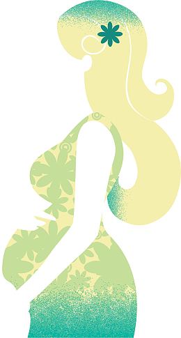 卡通水彩孕妇剪影插画设计