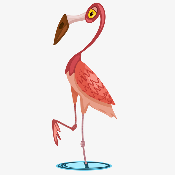 卡通火烈鸟动物设计矢量图