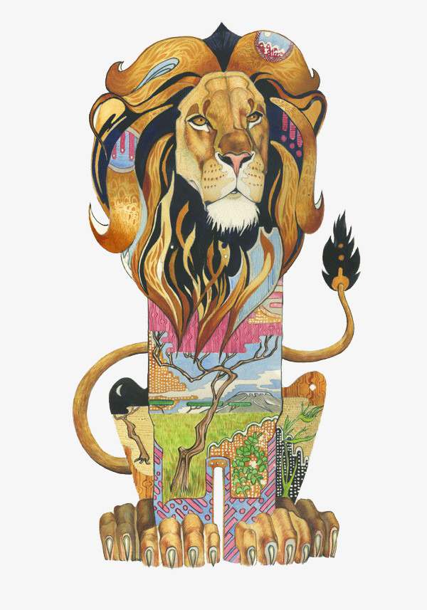狮子创意插画