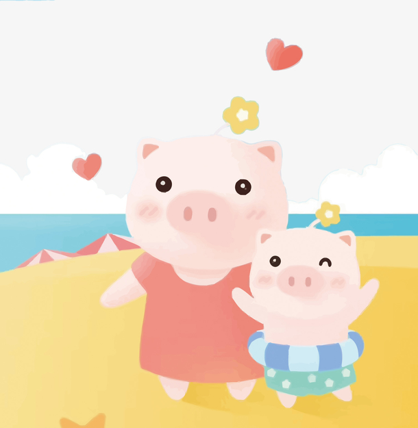 猪一家矢量卡通免扣图