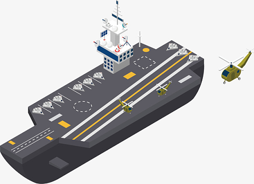 矢量图水彩卡通航空母舰