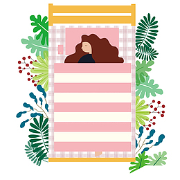卡通创意睡觉的女孩插画设计